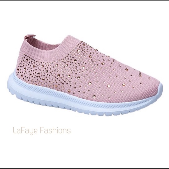 Pink Rhinestone Sock Sneaker - Picture 3 of 5